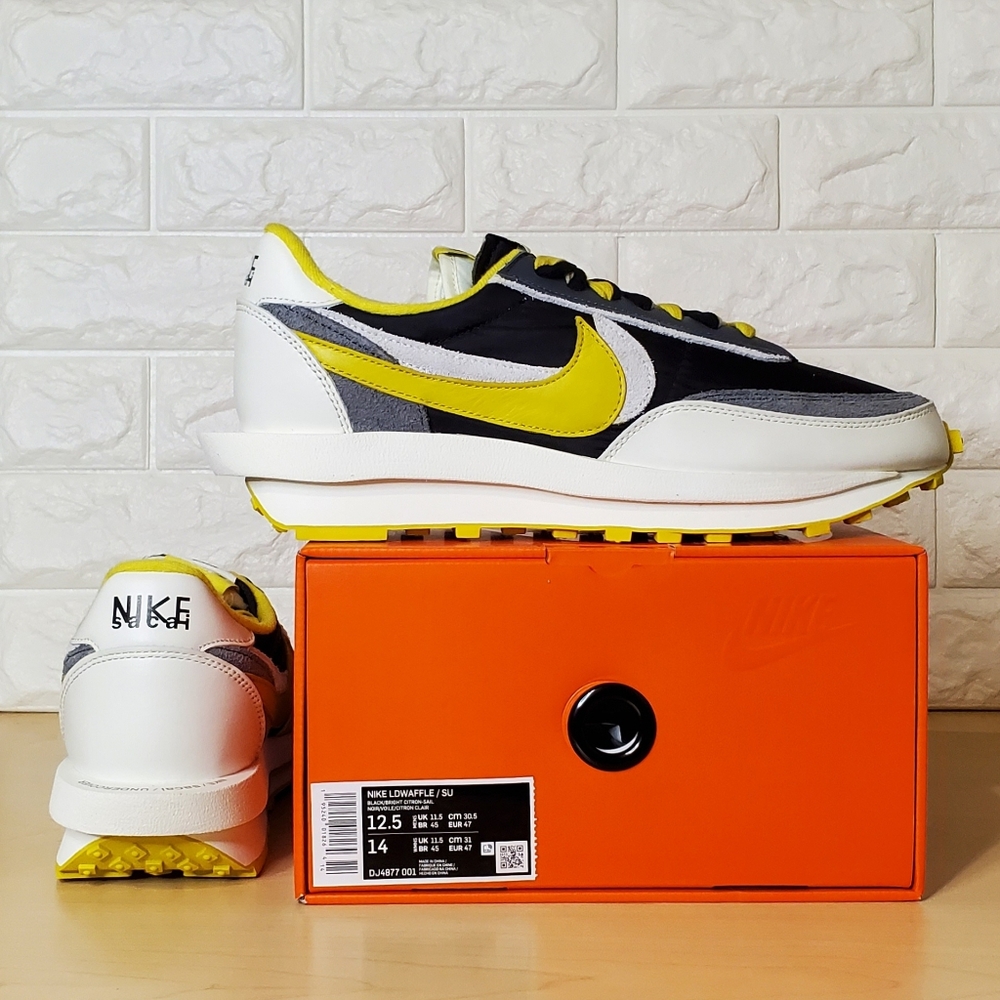 Nike Sacai Undercover LDWaffle SU Mens 12.5 Black Bright Citron Sail DJ4877-001